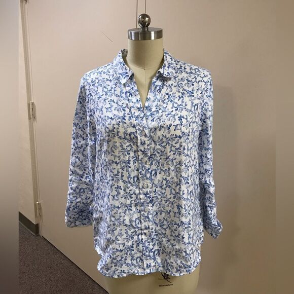 Tommy Bahama Blue and White Button Down Shirt - Picture 1 of 5